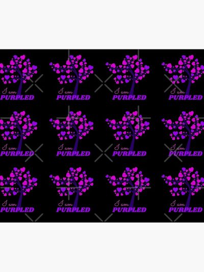 I Am Purpled Tree Of Pink And Purple Hearts On Black Background Tapestry Official Purpled Merch