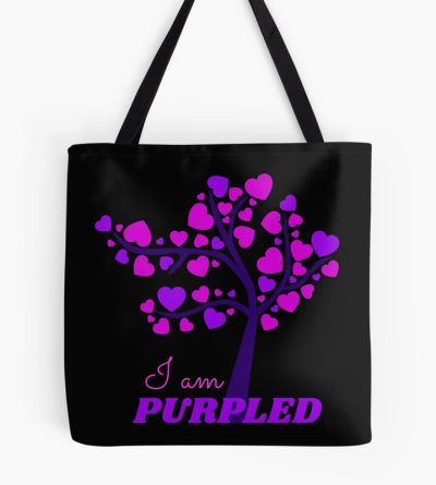 I Am Purpled Tree Of Pink And Purple Hearts On Black Background Tote Bag Official Cow Anime Merch