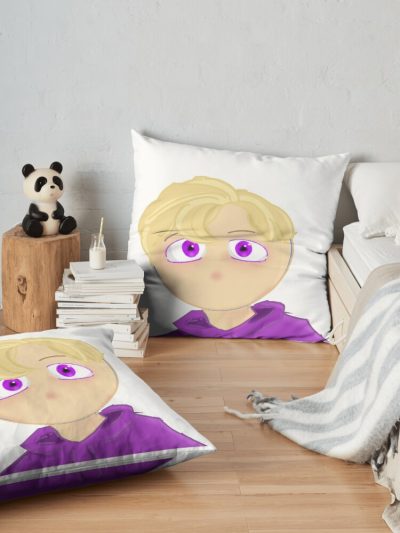 Purpled Bedwars Throw Pillow Official Cow Anime Merch