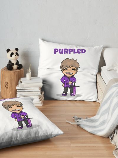 Purpled Throw Pillow Official Cow Anime Merch