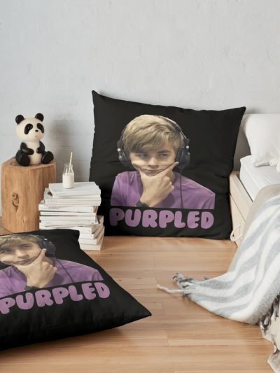 Purpled Throw Pillow Official Cow Anime Merch