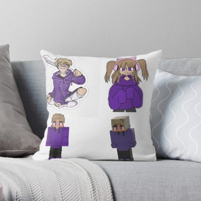 Purpled Minecraft Throw Pillow Official Cow Anime Merch