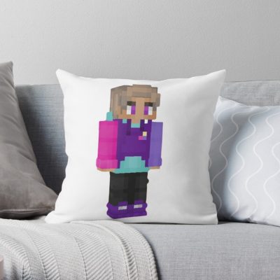 Purpled Merch Minecraft Skin Throw Pillow Official Cow Anime Merch